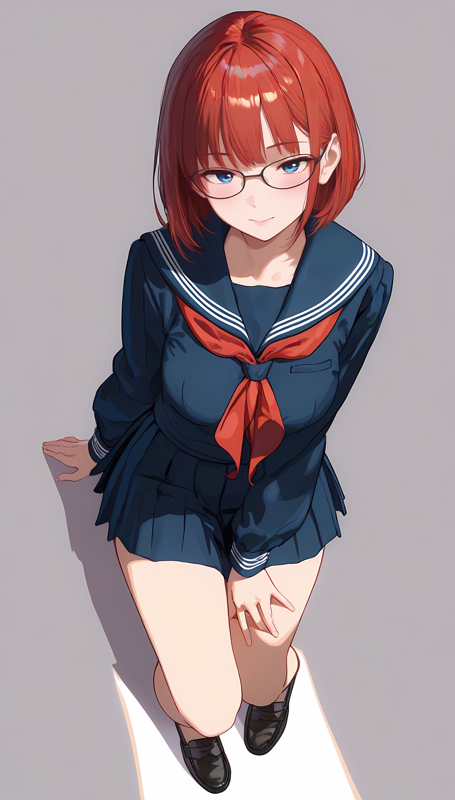 【AIエロ画像】巨乳セーラー服美少女が挑発的な微笑みで誘ってくる…