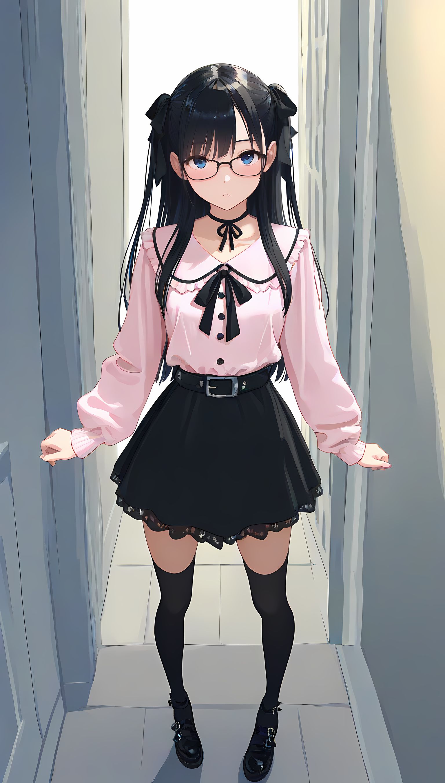 【AIエロ画像】地雷系ロングヘア貧乳娘の秘密の時間を覗いてみた！