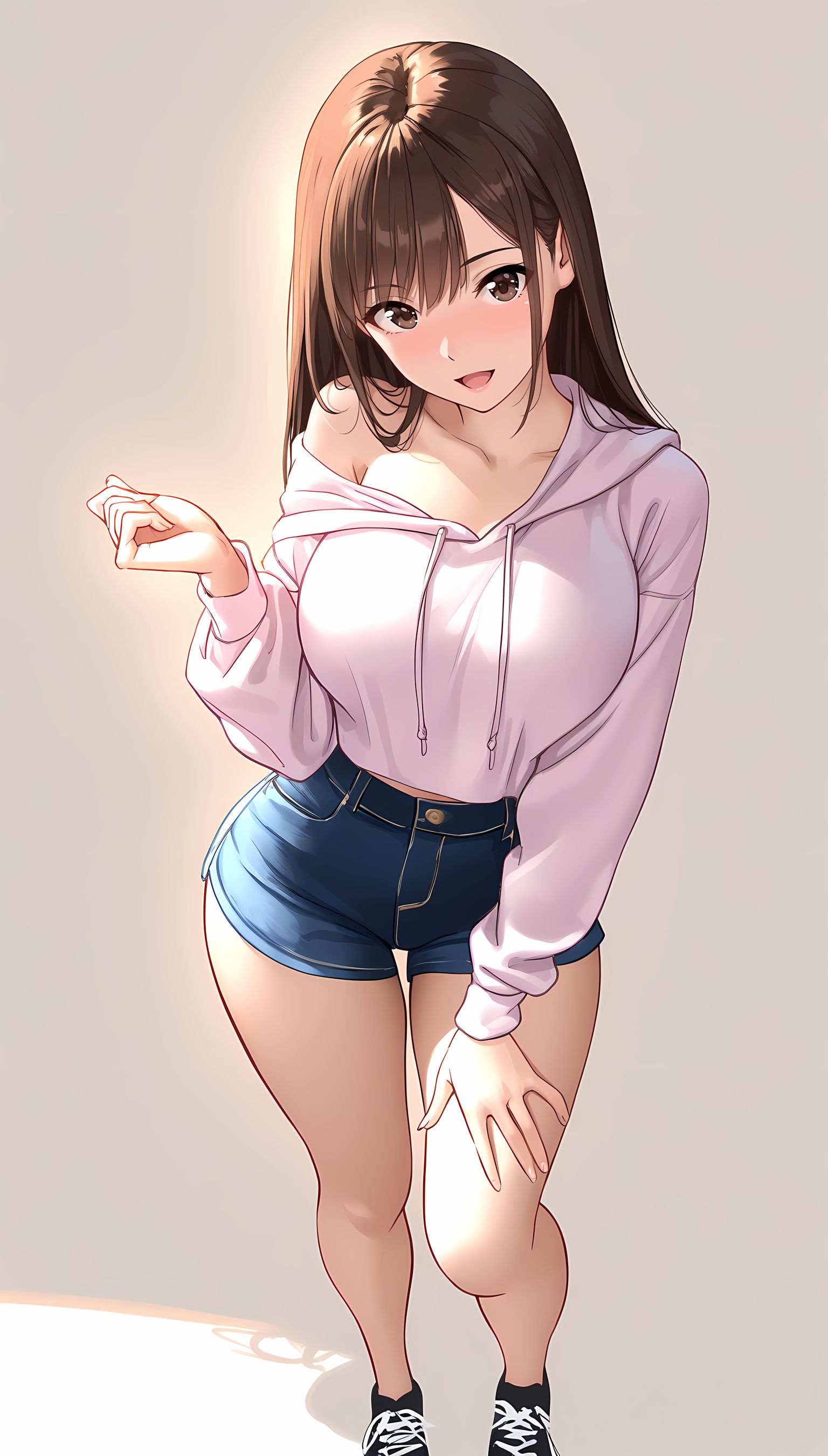 【AIイラスト】パーカーがかくれた巨乳、見えて欲しい！
