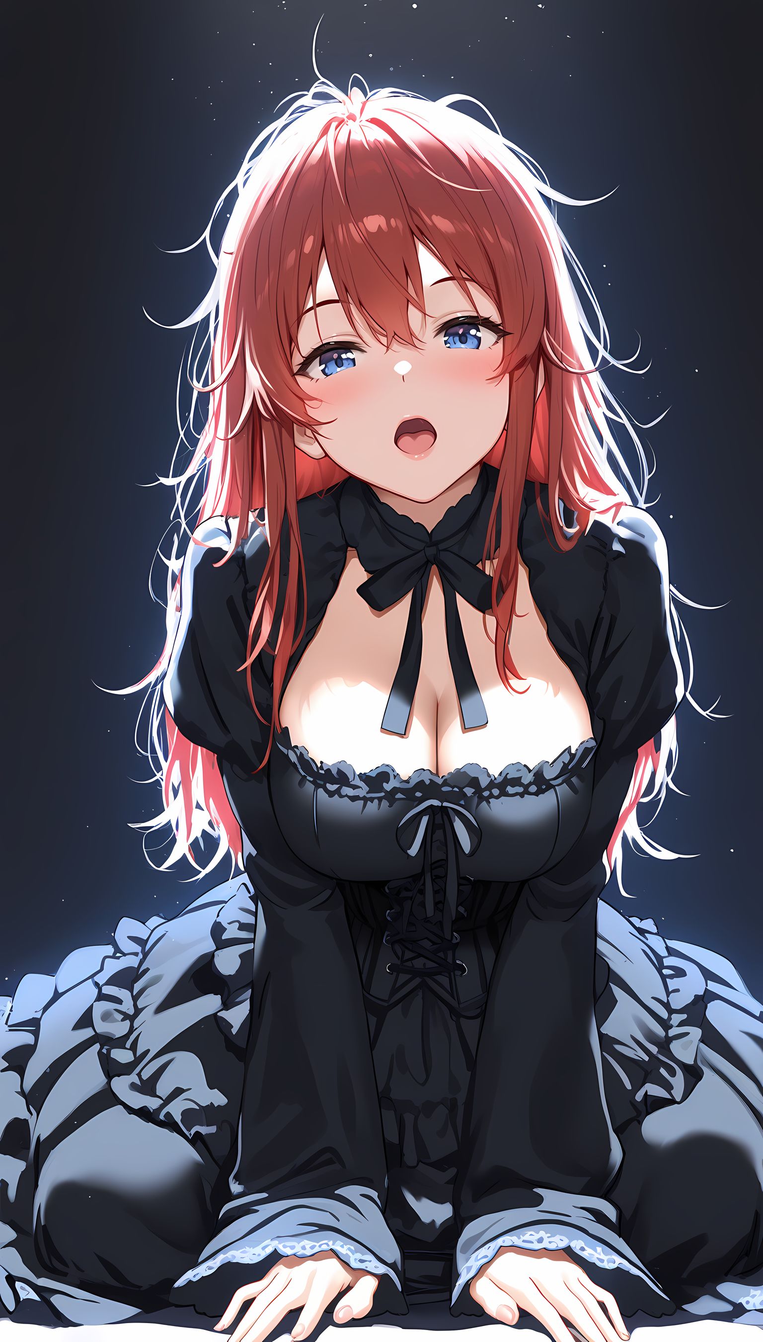 【AIイラスト】ゴスロリ美少女のくせ毛に包まれた巨乳がたまらない！