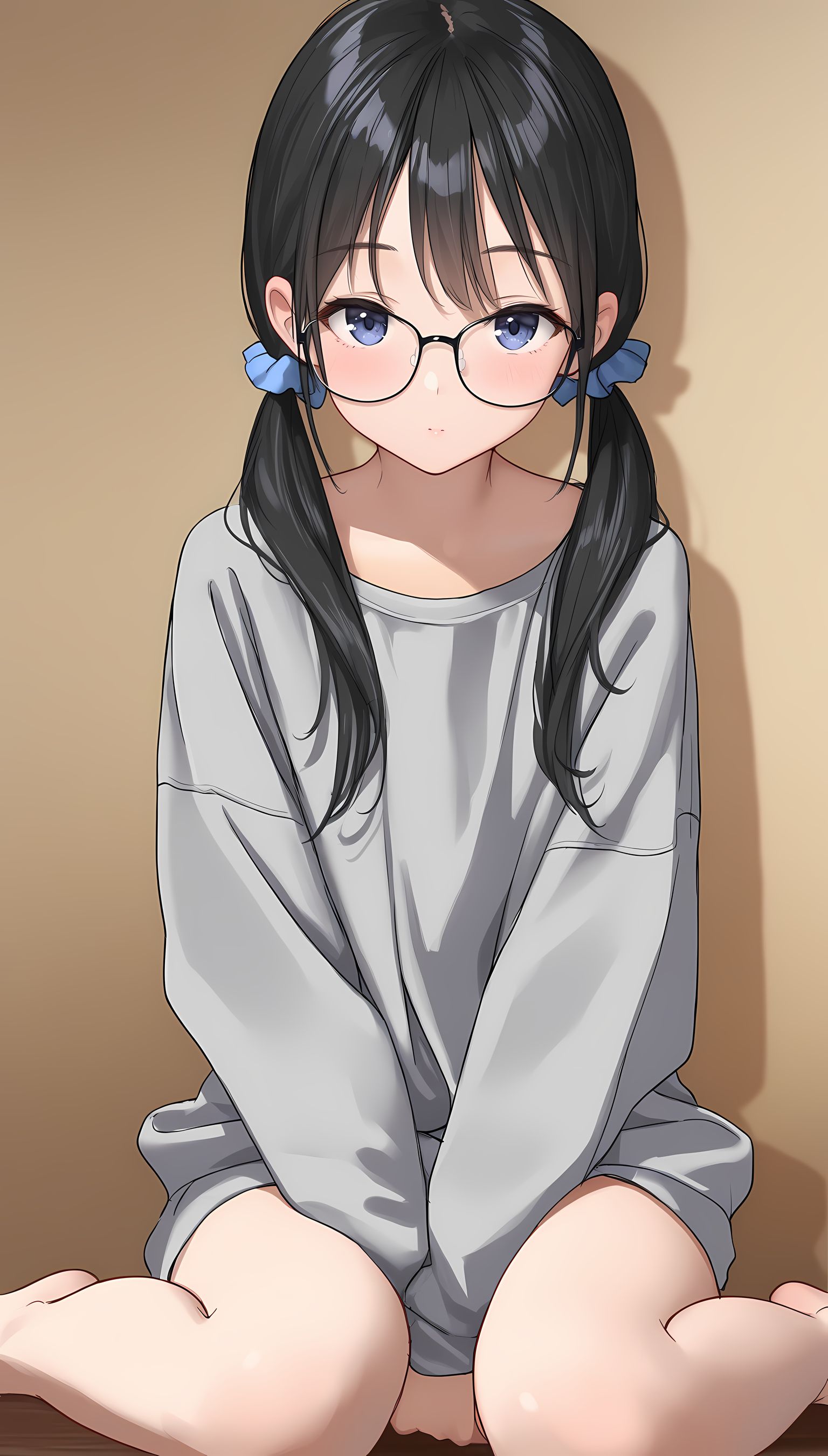 【AIエロ画像】部屋着の微乳娘が乳首丸出しで誘惑してる！