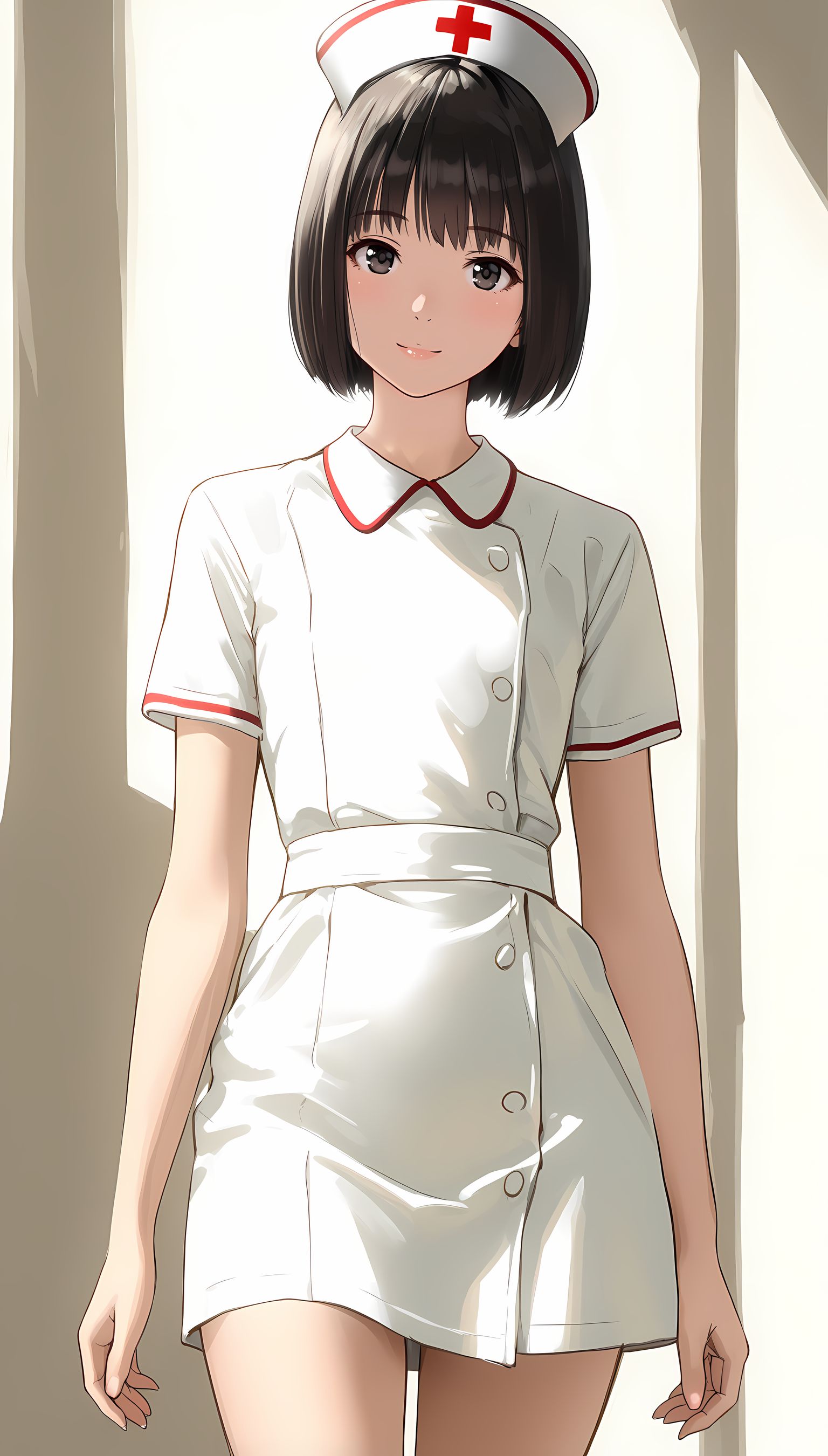 【AIイラスト】ナース服が密着して胸の形までわかるエロ画像！