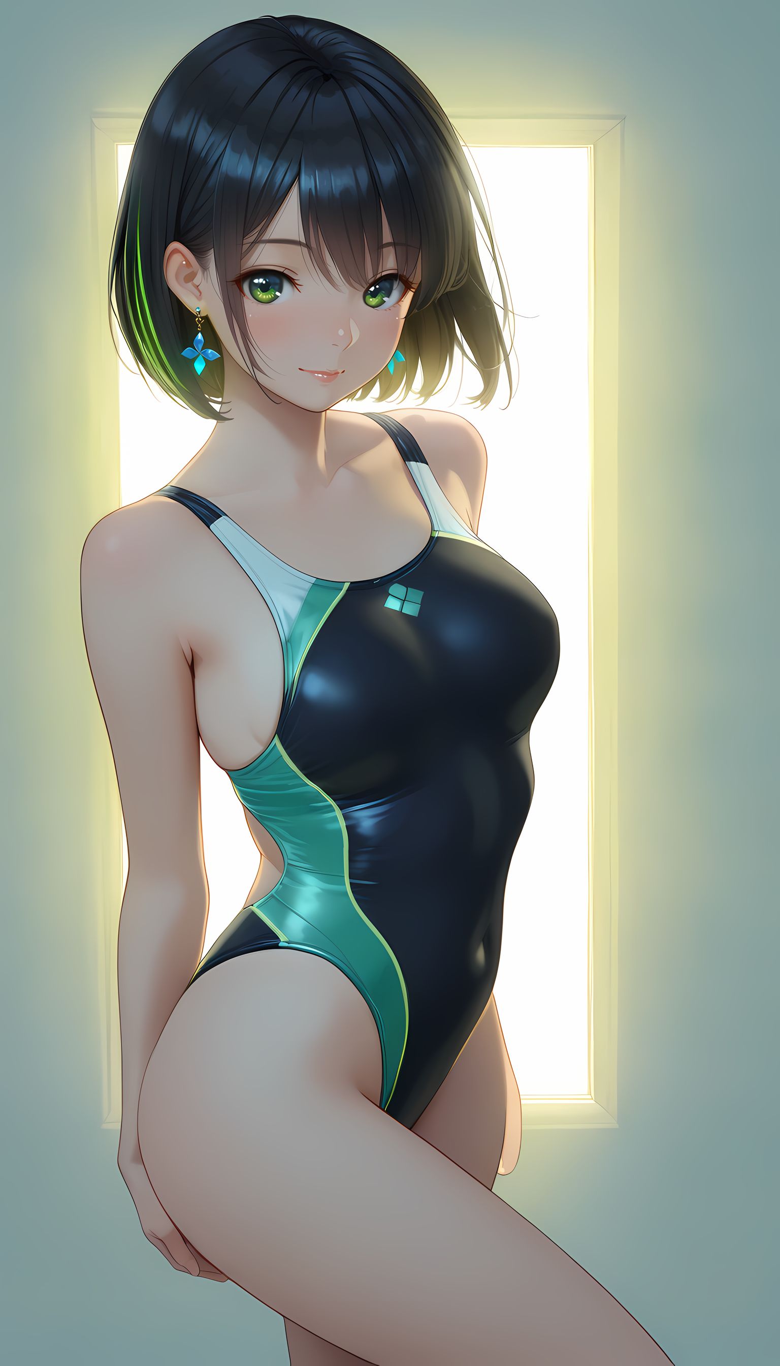 【翠乃もえ】もえちゃんのワンピース水着がボブと美乳を包み込みすぎぃ！