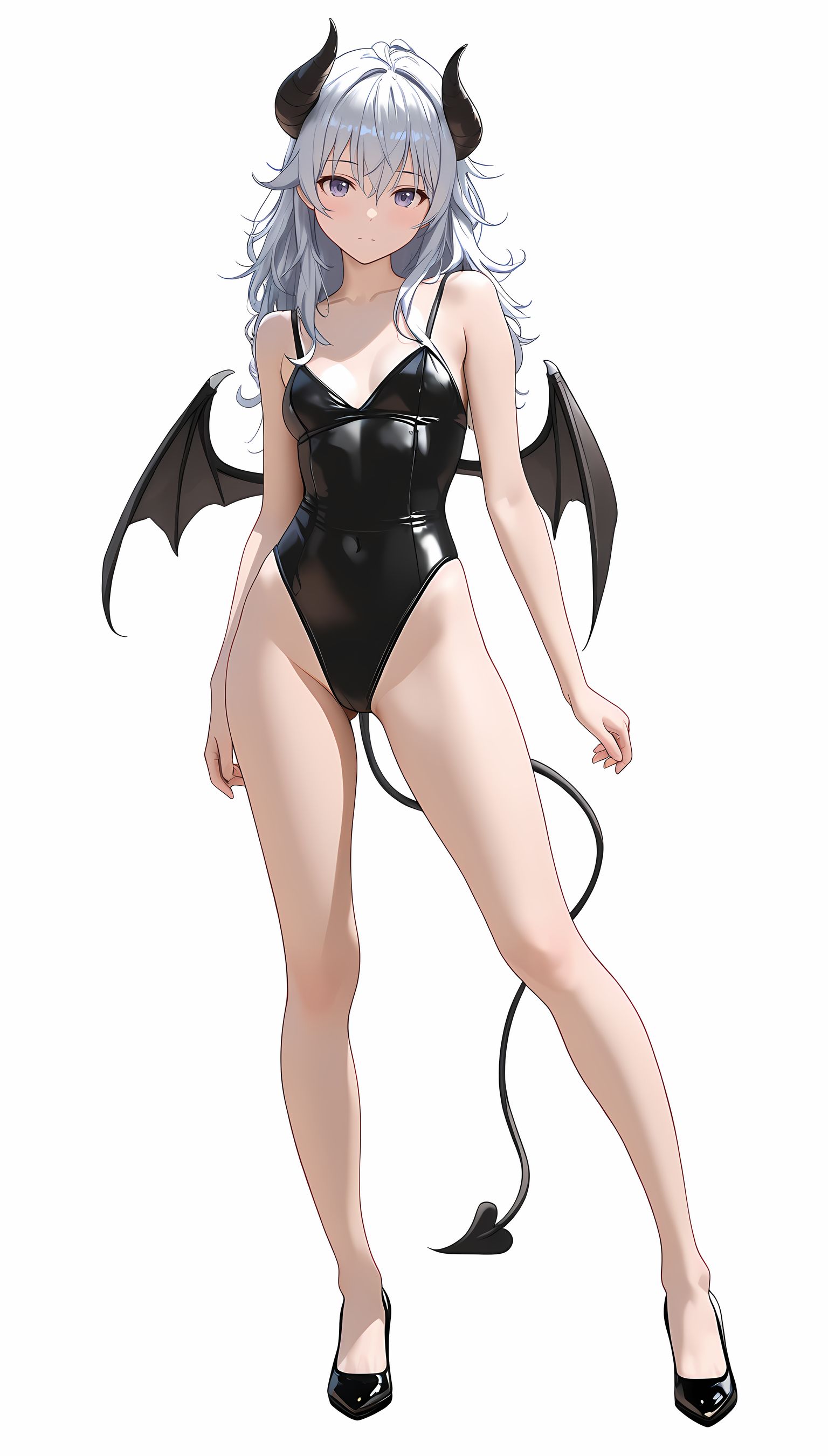 【AIイラスト】くせ毛貧乳の悪魔コスプレ美少女