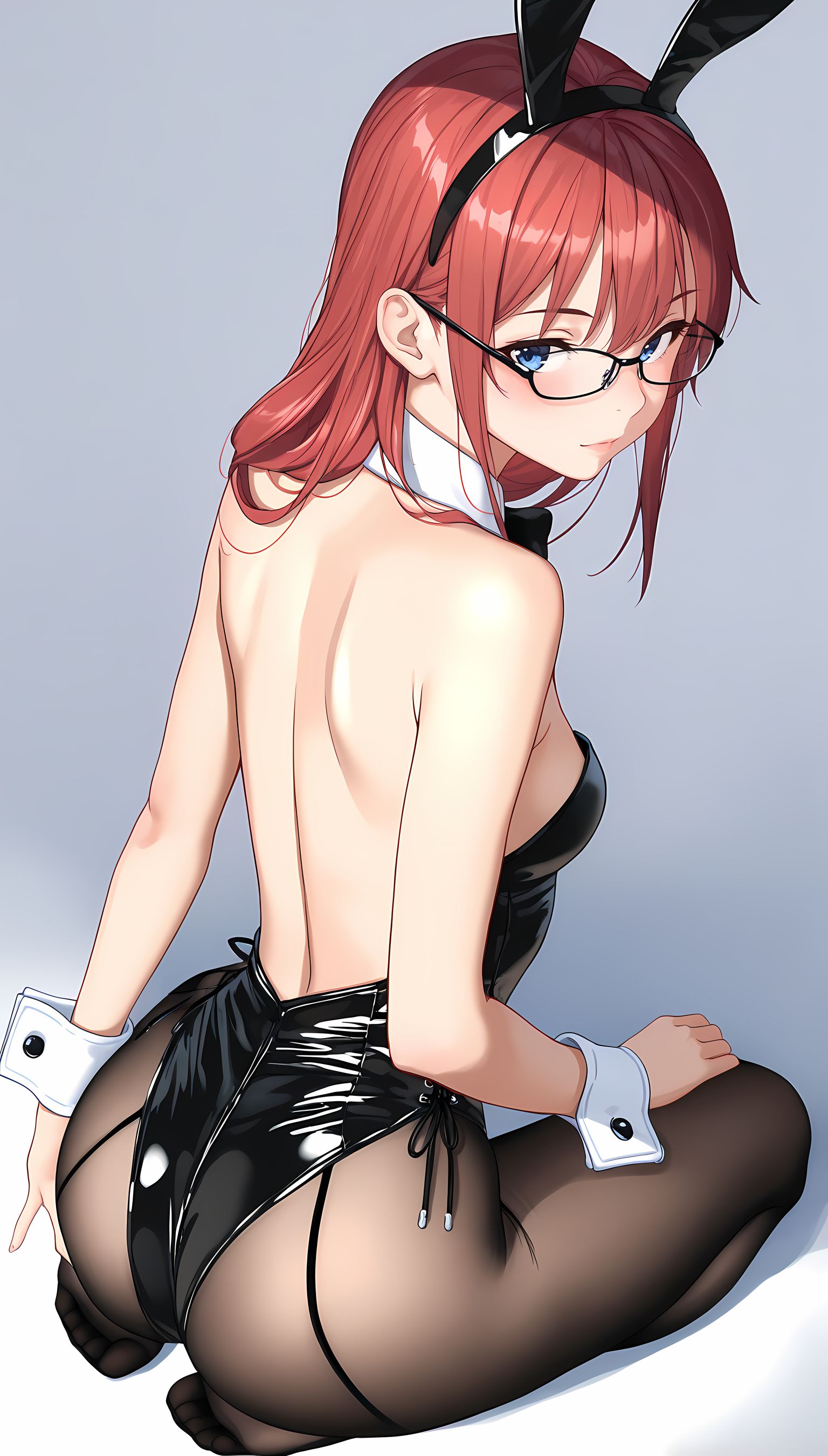 【AIイラスト】バニーガールのロングヘア貧乳エロ画像！
